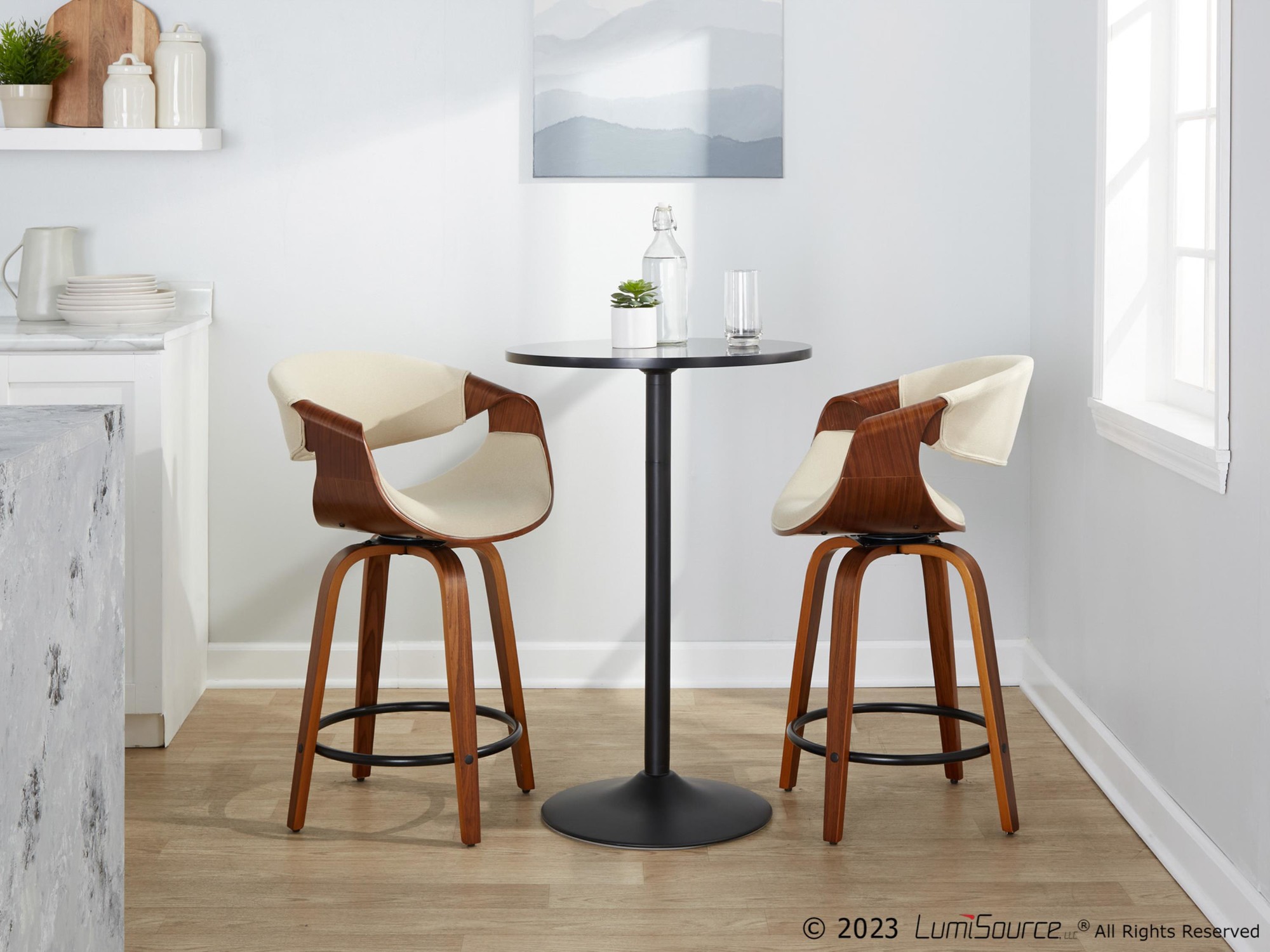 Curvini 24" Fixed-height Counter Stool - Set Of 2